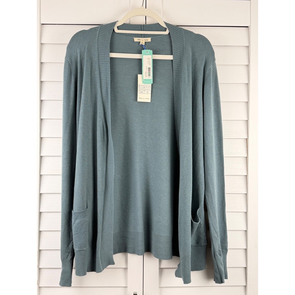 Tea N Rose Open Cardigan XL Pale Olive Green Pockets NEW